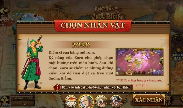 Chọn nhân vật trong game Bắn Cá Đại Hải Trình Tại Khin789
