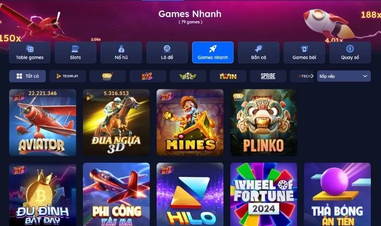 Sảnh game nhanh Khin789 thiết kế đẹp, hiện đại