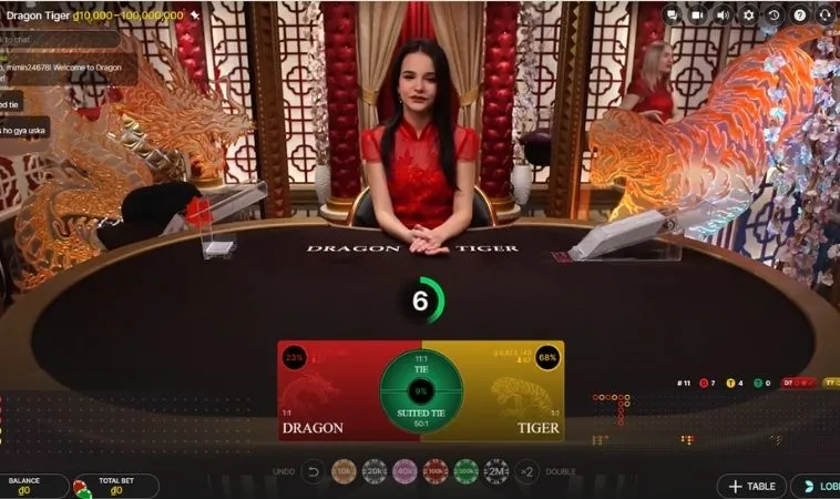 Chơi Dragon Tiger Tại Khin789 cùng dealer chia bài xinh đẹp